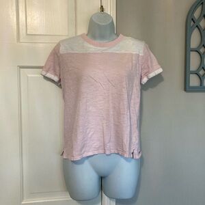 Old Navy Pink and White Short Sleeve Tee